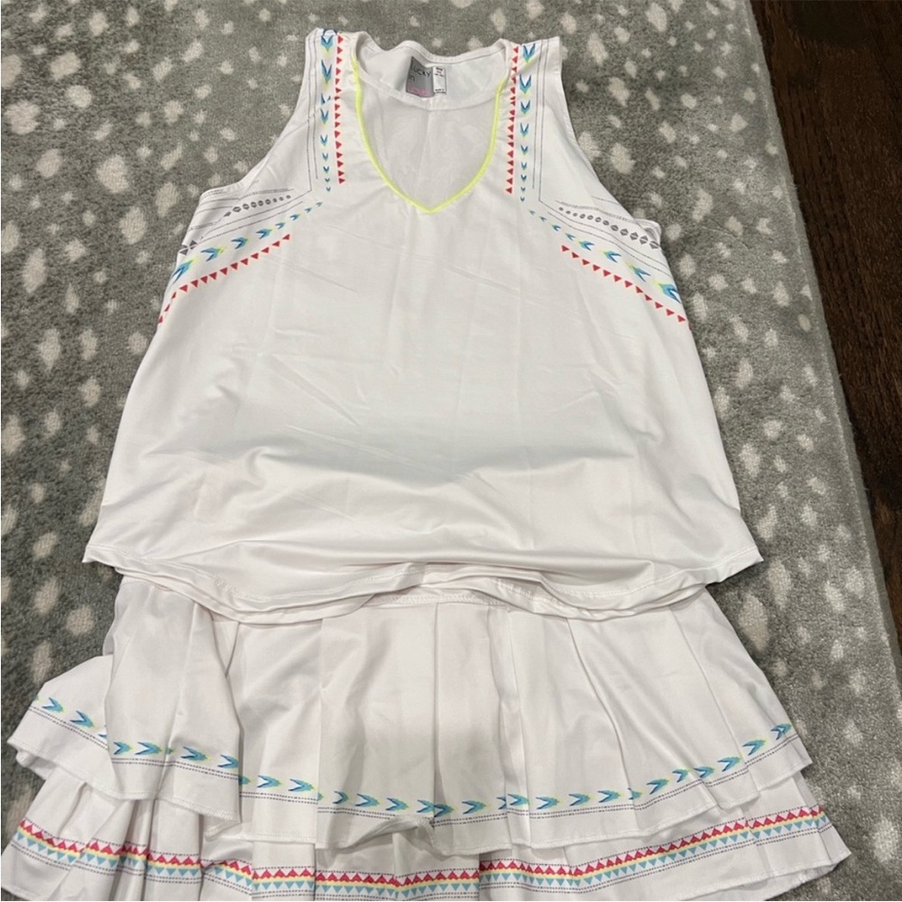 Lucky in Love Pickleball or Tennis Skirt and Top set.  Scalloped 13” skirt.